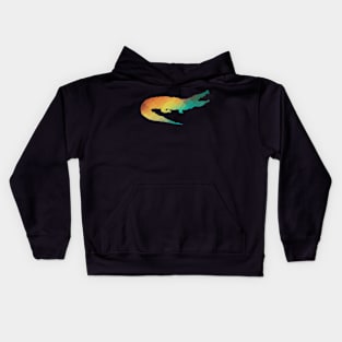 Rainbow alligator silhouette Kids Hoodie